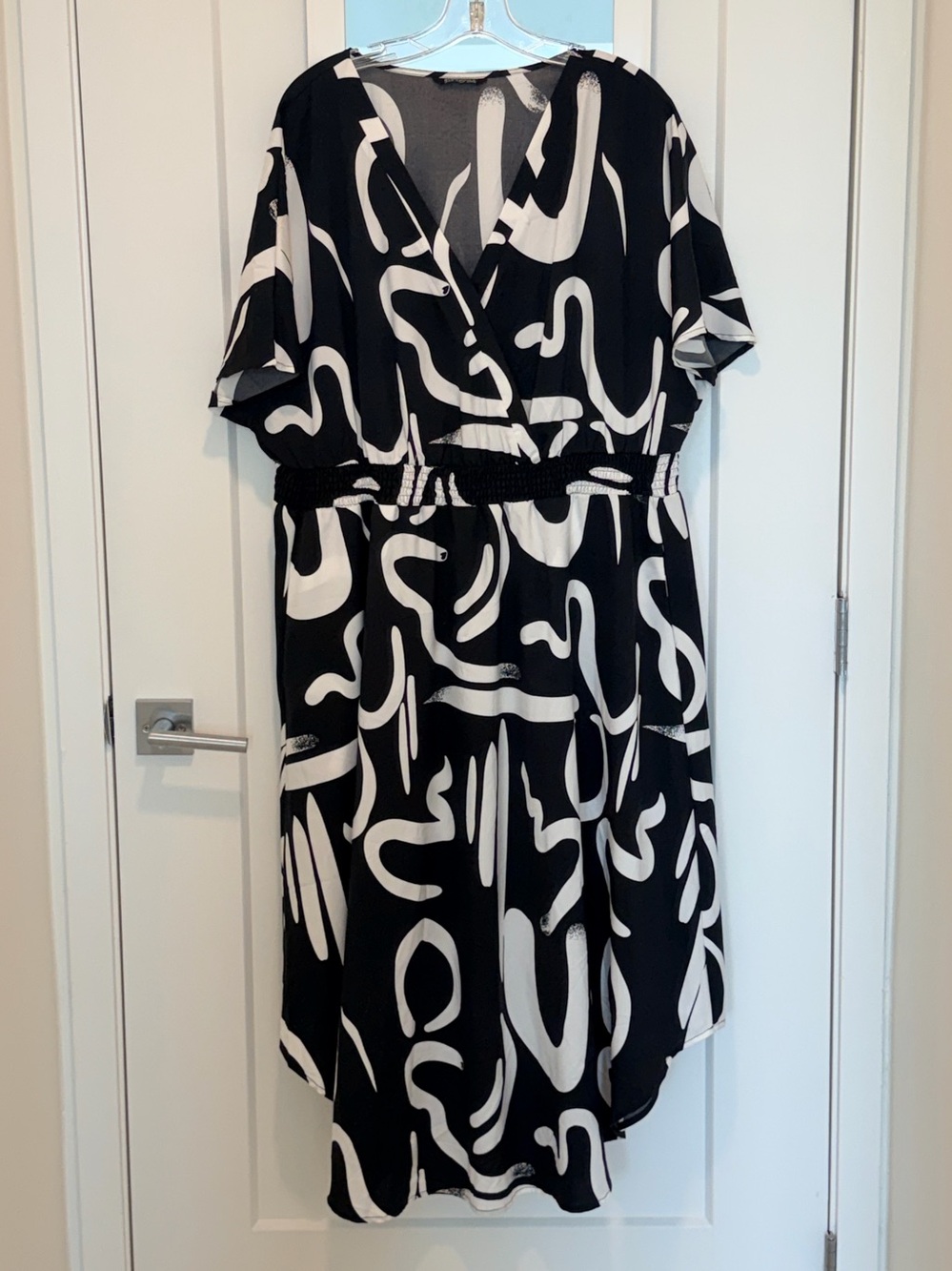 BloomChic Black and White Abstract High-Low Dress